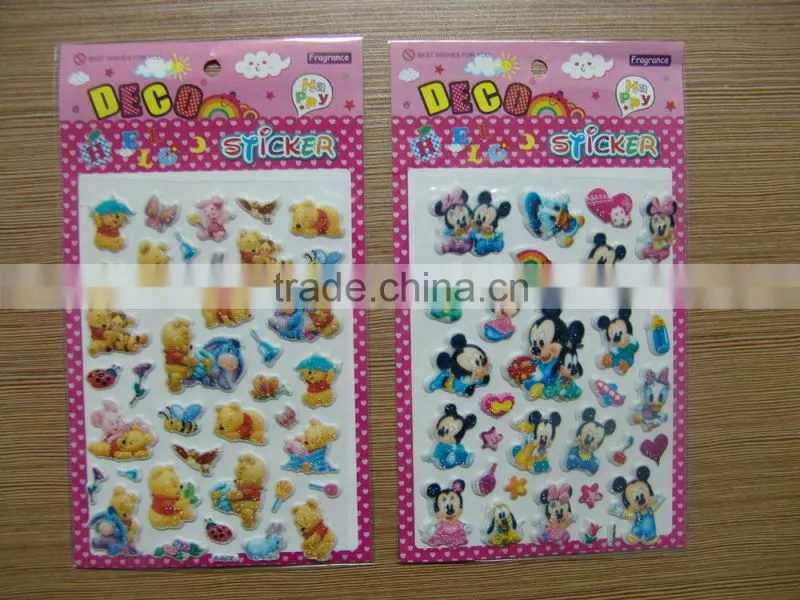 kids cute puffy stickers/promotional gift room decoration 3D puffy sticker
