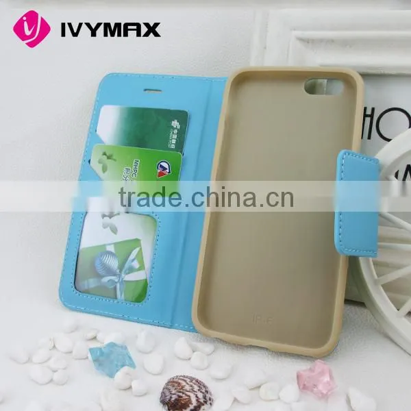 Leather wallet case for apple iphone 6 cellphone case accessory