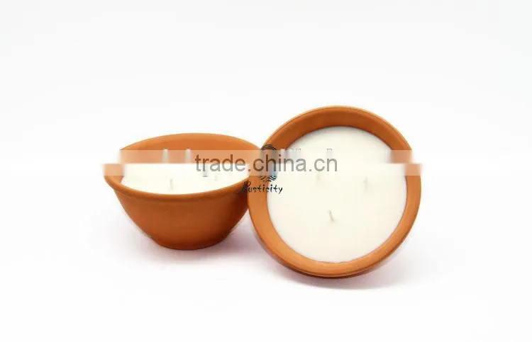 Good quality ceramic bowl natural soy candle with 3 wicks