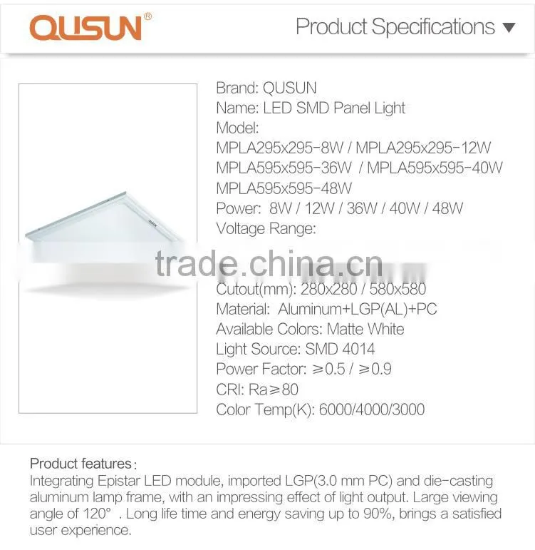 CE Standard 36W/40W/48W 600 600 led panel light