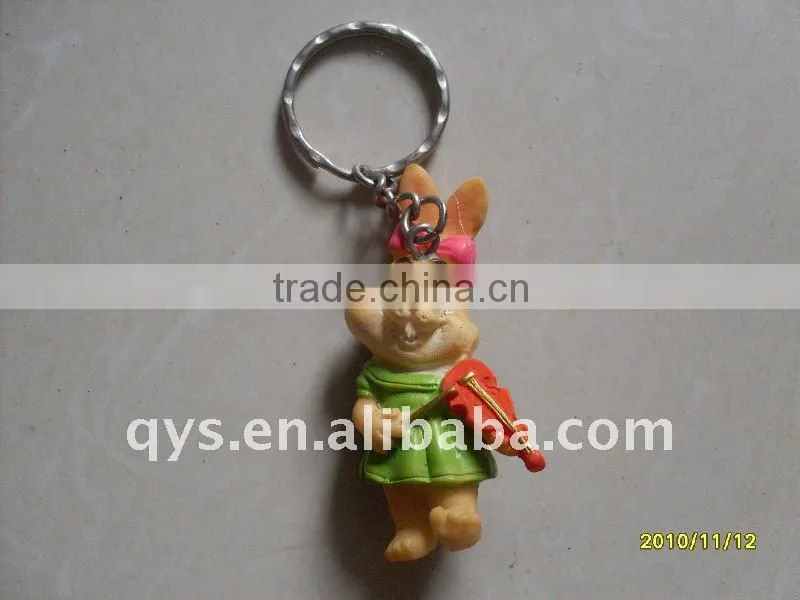 resin rabbit decorative key chain