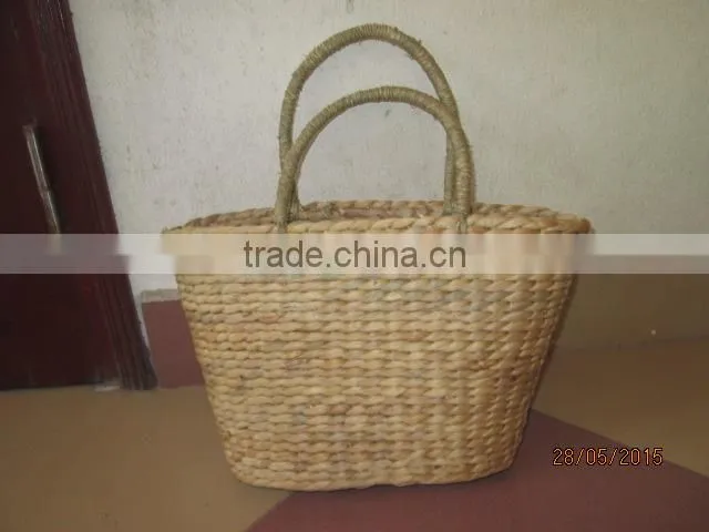 New produts! Eco-friendly water hyacinth handbag with leather handles, fashionable looking, cheap price, from Vietnam