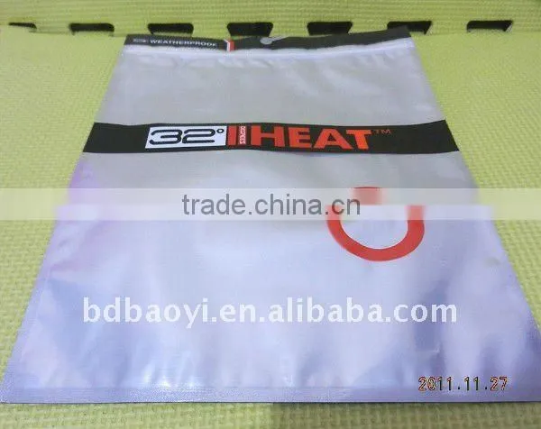 PE/PETlaminated zipperlock plastic packaging bag with hook for apparel alibaba China