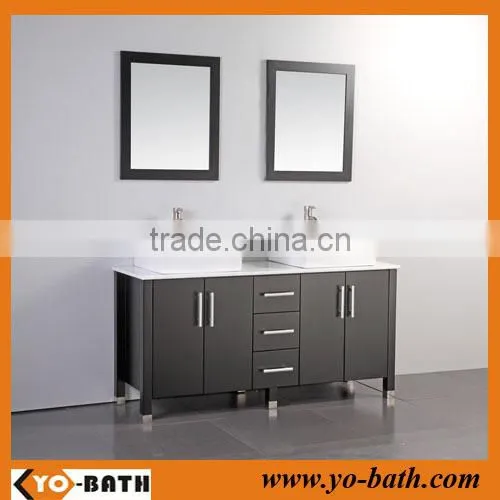 60" double basin wooden bathroom sanitary ware