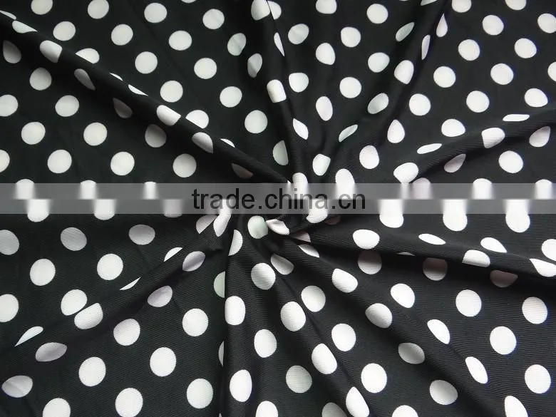 2016 black fabric print white dot nylon spandex stock swimwear fabric