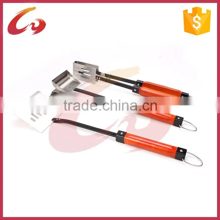 3pcs wooden handle barbecue spatulas