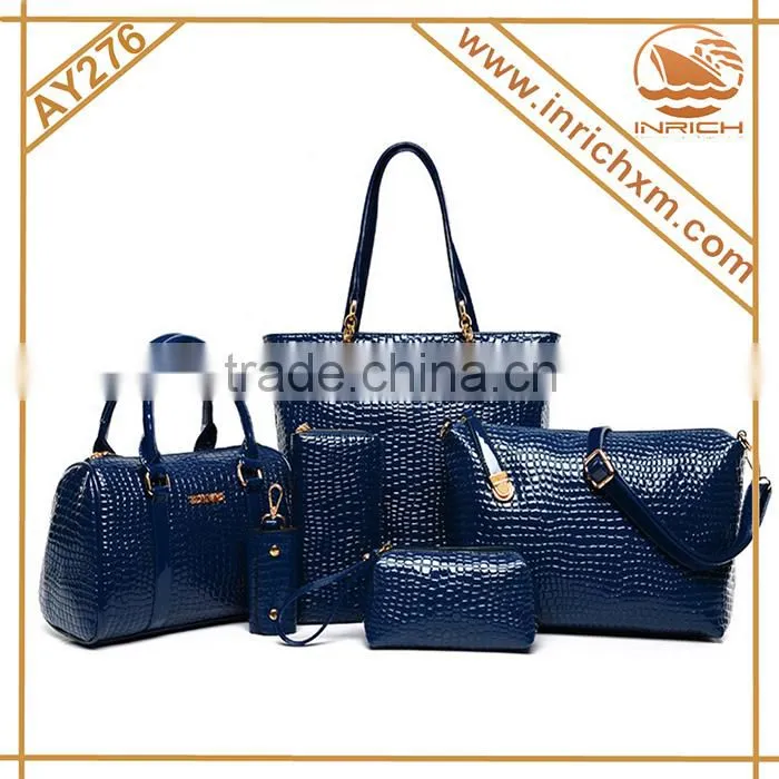2015 China Wholesale 6pcs Leather Handbag Sexy Woman Fashion Handbag