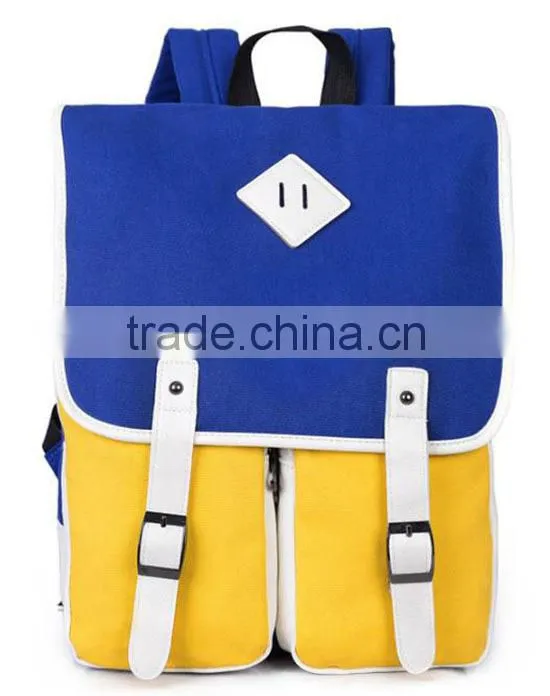 2015 New Fashion blue canvas backpacks wholesale