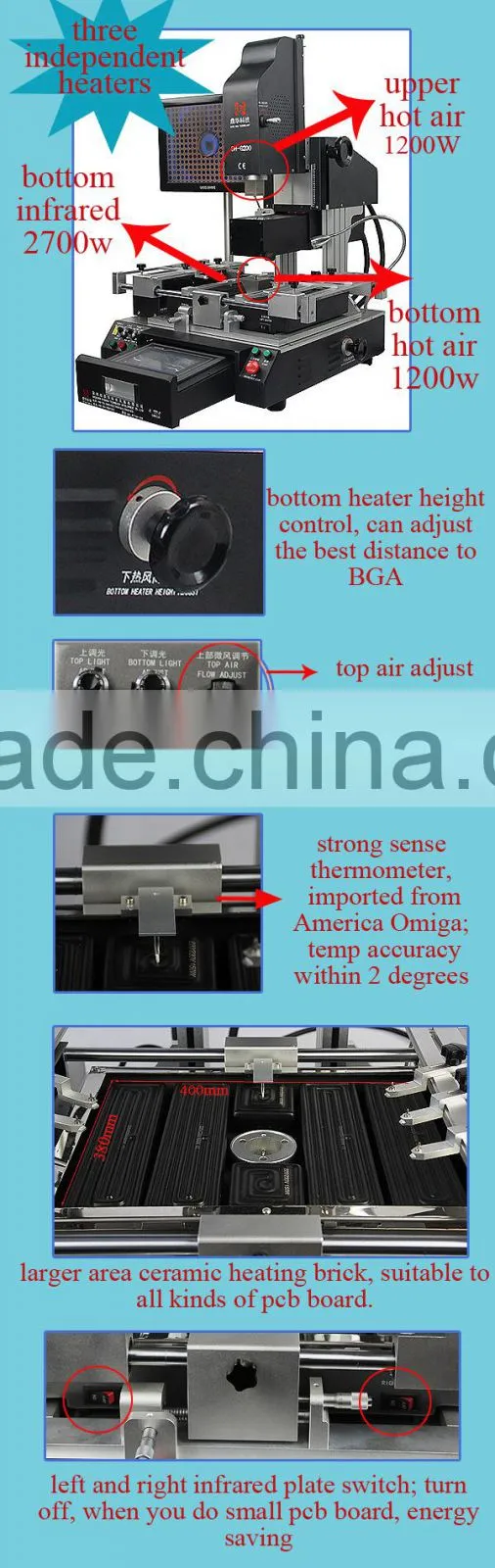 agent price Dinghua DH-G200 optical bga rework tool with Panasonic ccd camera system