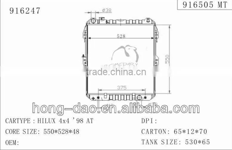 all aluminum radiator for TOYOTA HILUX(suit for toyota hilux 4x4'98 AT)