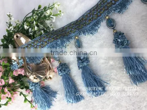 new design wholesale curtain fringe with crystal for home textile accessory