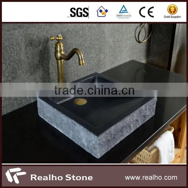 polished brown granite basin