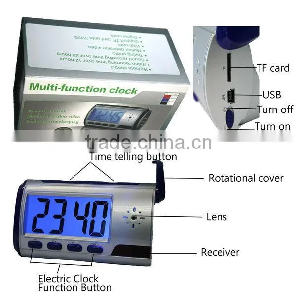 720P Alarm Clock Camera with Remote Control
