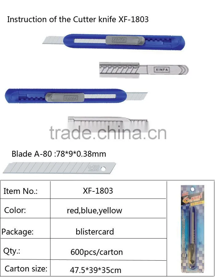 Light-weight stationery paper knife with 0.38mm thickness balde