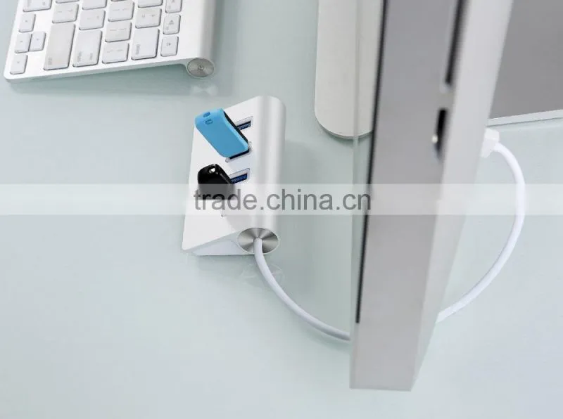 Top grade usb por hub suppliers, Aluminum 4 port usb 3.0 hub (30" cable)