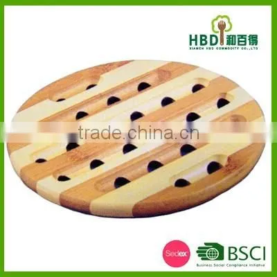 Two tone bamboo hot pot mat/bamboo hot pot holder factory supply