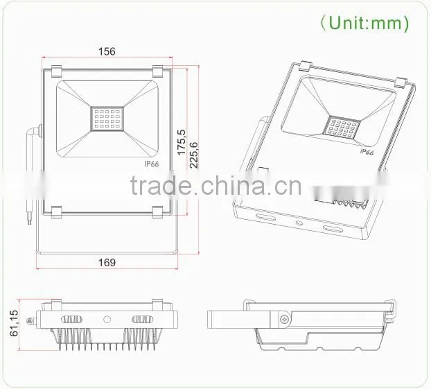 Shenzhen Supplier outdoor led flood light 20 watt IP66, EMC3030,90lm/w, PF>0.95,ra>80,CB/GS/SAA, 5 years warranty