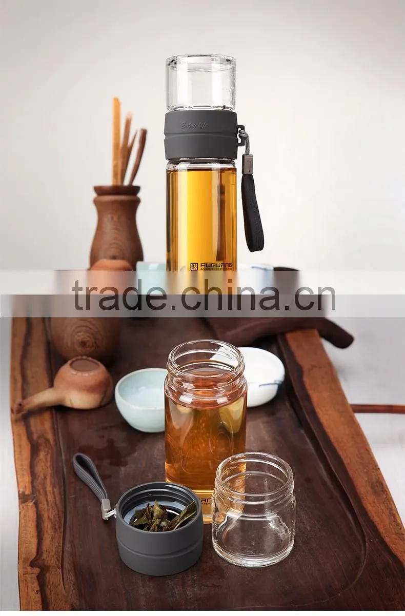 Glass Water Bottle with Customized Silicone Sleeve, Hot Water Bottle with Straw, 10 Gallon Glass Water Bottle