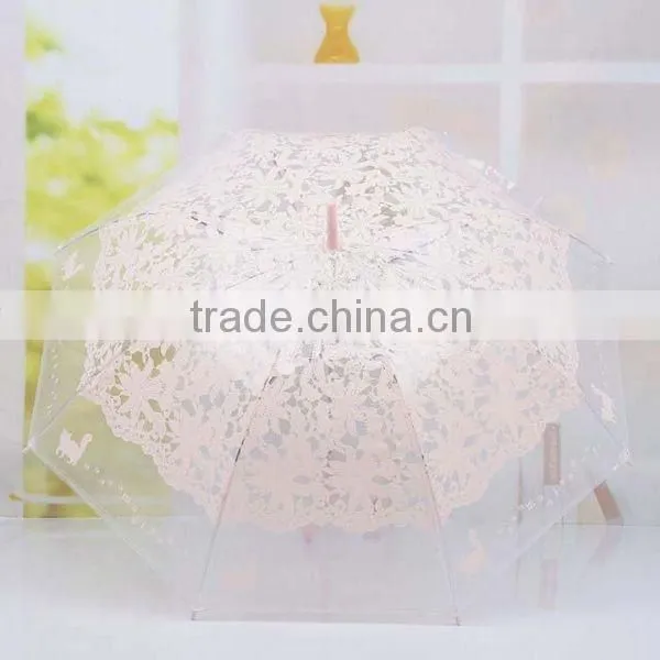 Lace Transparent Princess Puppy Print Long Handle Fashion Umbrella