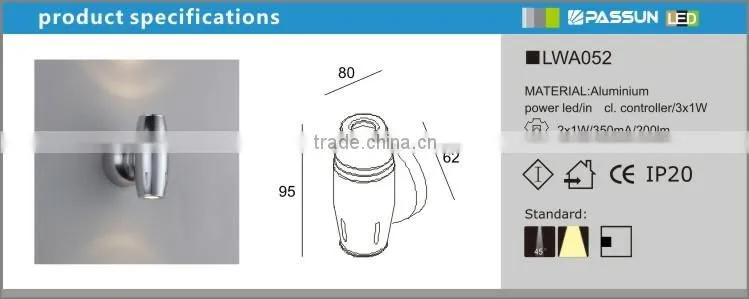 5 years warranty 2*1w up and down led surface wall light