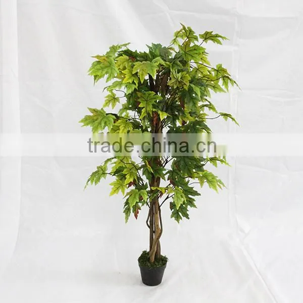 deocrative artificial green maple trees wood trunk for sale