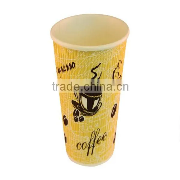2016 high quality hot sale custom printed ripple wall paper coffee cups