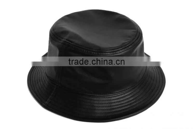 Black Leather Bucket Hat