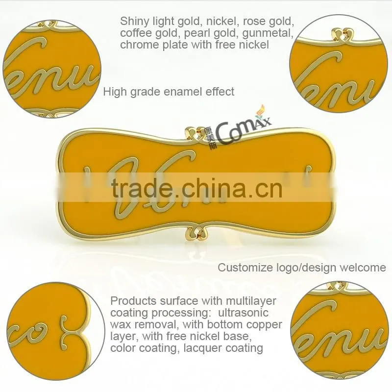 Different color filled custom fancy handbag metal logo