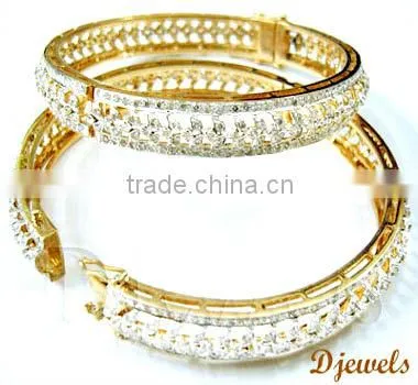 Ladies Diamond Gold Bangles, Stylish Diamond Gold Bangles, Diamond Jewelry