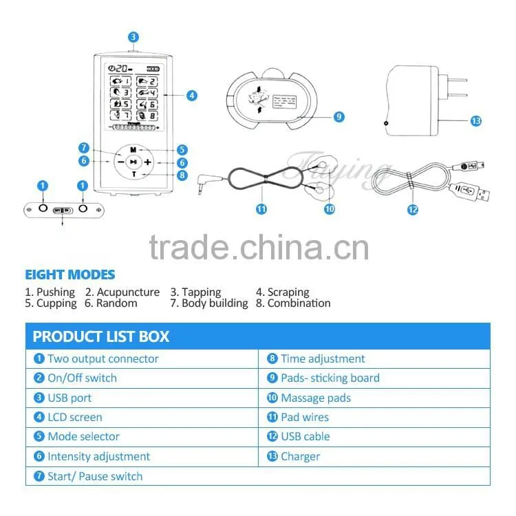 8 Modes Pain Relief Full Body Digital Pulse Impulse Mini Micro Massager