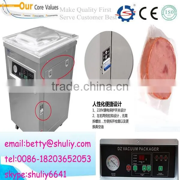 Double chamber vacuum packing machine DZ600/2S for sea food,salted meat,dry fish,pork,beef,rice