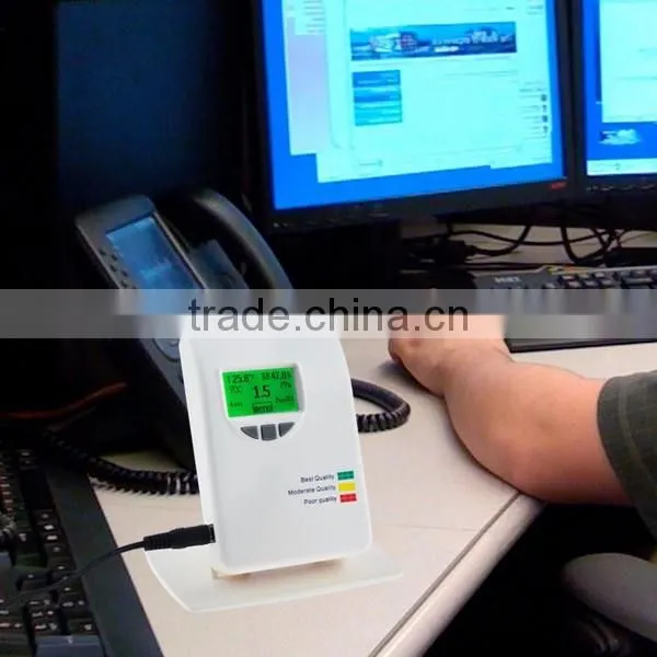 Wallmount Desktop Gas Detector Air Quality Meter VOC Tester Humidity Temperature Display Color Indicator