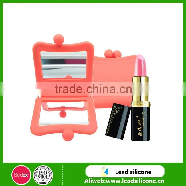 Girl's Fashion Double Sides Mini Silicone Folding Mirror,Silicone Pocket Makeup Mirror