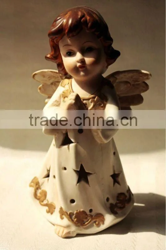 Pottery praying girl angel christmas ornament
