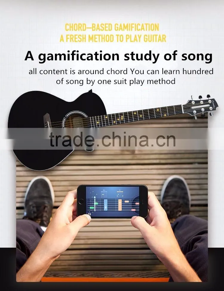 High Quality Smart Guitar For Beginner, Educational Teaching Guitar With Flashlight Mobile APP Game Instrument Fun Guitar