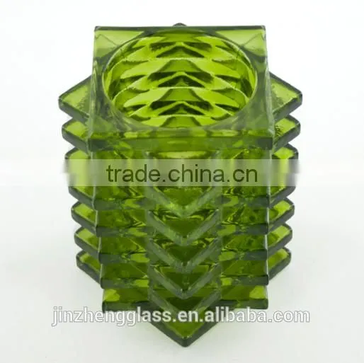 Christmas engraved home decor Square Shaped Glass Candle Holders