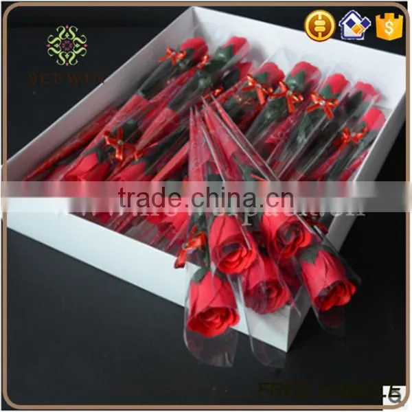 Single stem dried rose soap flowers