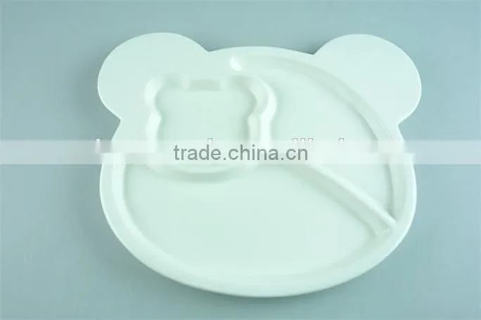 stocked white ceramic rectangle French fries serving plate with dipping dish and iron stand