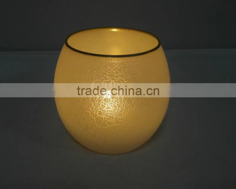 craft tealight sand blast Golden edge glass cup candle holder