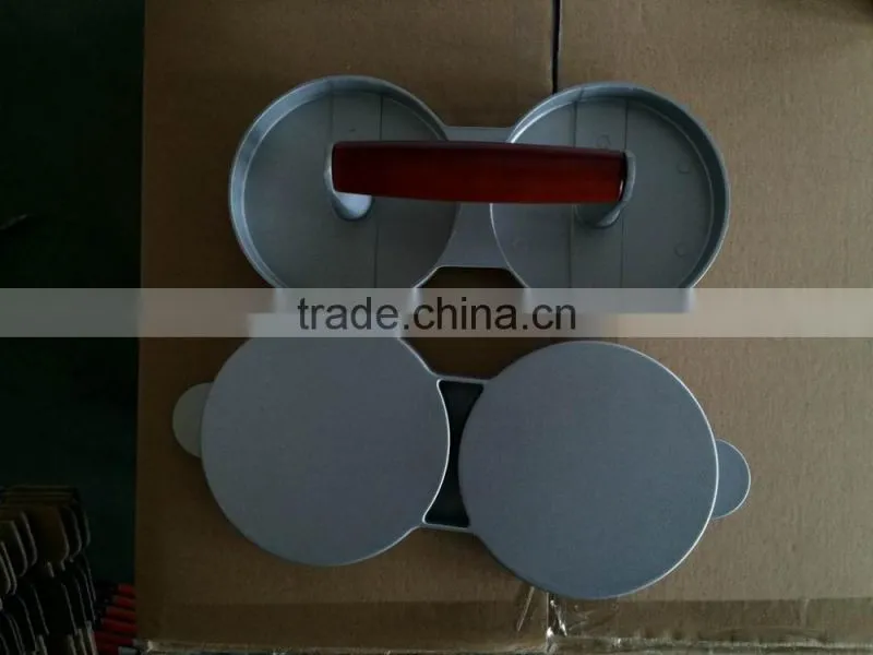 aluminum die casting wooden handle LFGB meat pizza stuffed hamburger patty maker with wax disc paper
