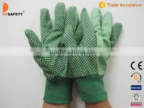 DDSAFETY 2017 Cavas Working Gloves Green Cotton Drill Safety Gloves