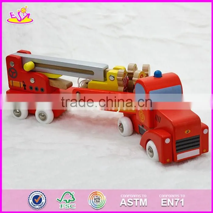 2017 New design wooden engineering car toys for 5 year old boys W04A288
