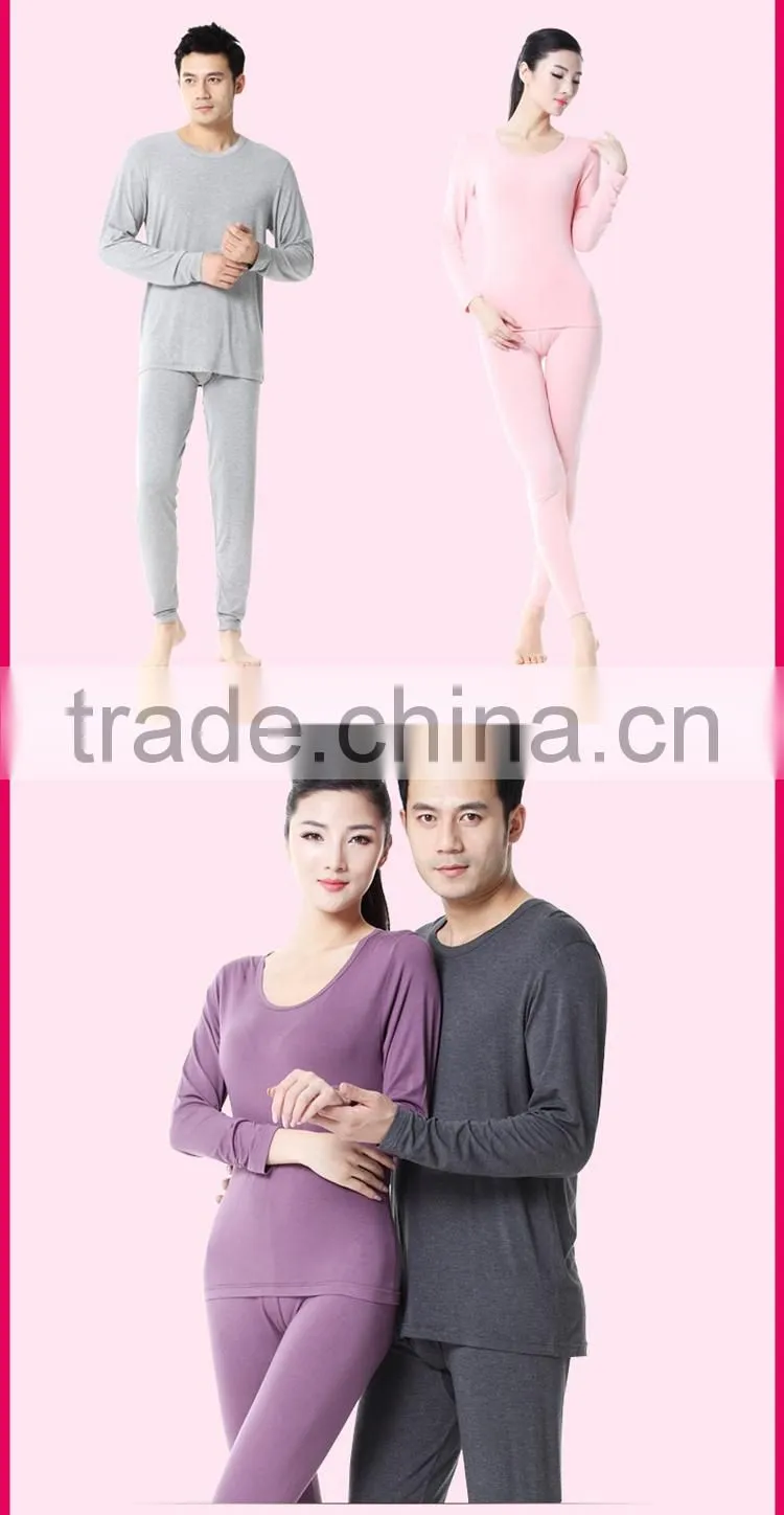 Top Brand High Quality Soft Modal Men And Women Thermal Underwear Long John Set Solid Colors