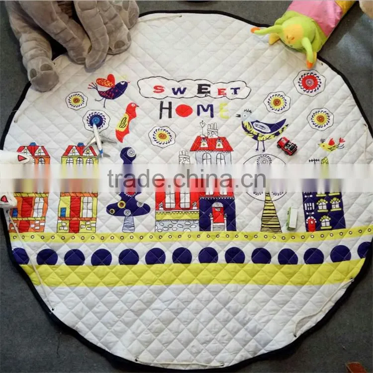 wholesale softy round shaped baby toy storage bag baby blanket play mats