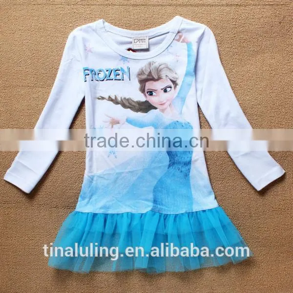 new fashion baby girls long sleeve cartoon dresses baby tulle dresses