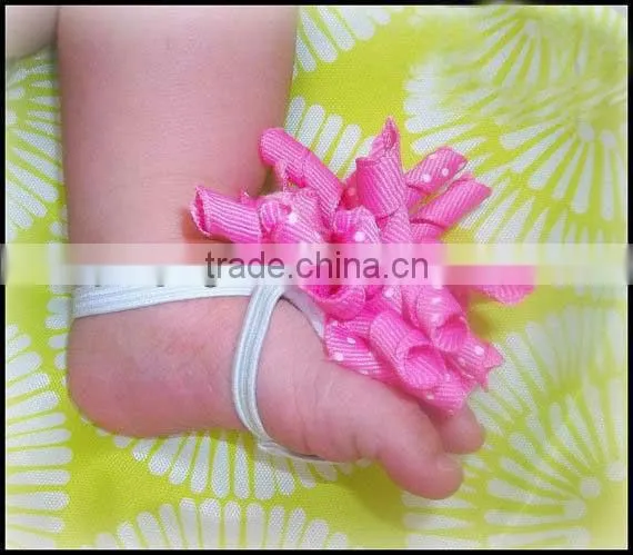 New Arrival Elastic Barefoot Sandals For Infant Hot pink Barefoot Socks Sandals Shoes Flowers Feet Toes Baby Bloom