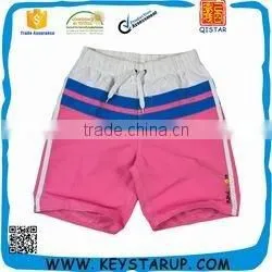 Red Stripe Digital Printing Kids Board Shorts in 100% Polyester Fabric
