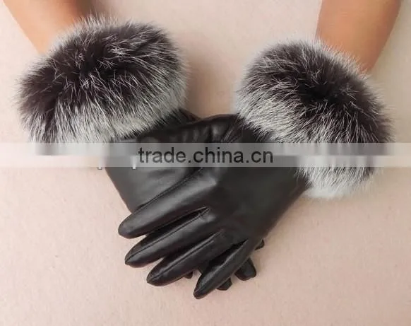 lady fashion sheep leather gloves