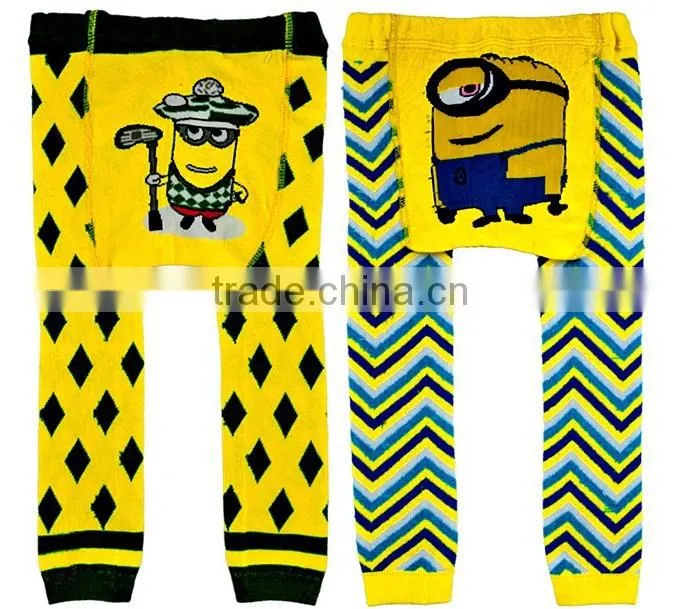 Hot Sale Girls And Boys PP Pants Cooton With Yellow God Steal dads Pattern Knit Children Leggings For Toddle Wear Free Shipping