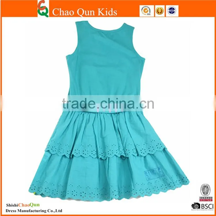 Girls cotton frock designs in green color for 2-8years children small girl
